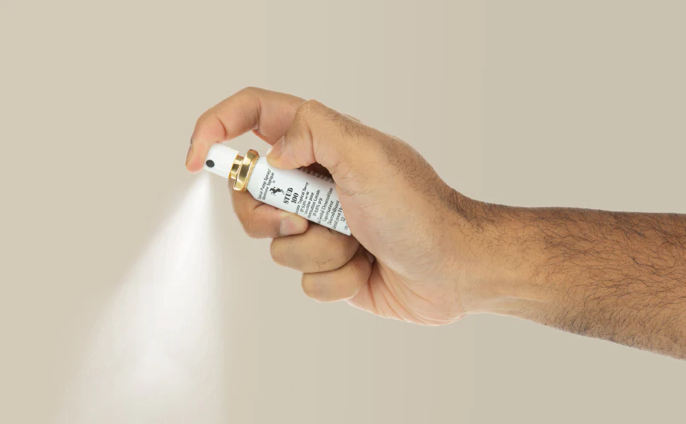 Stud 100 topical delay spray for men with lidocaine and fast discreet HotMe delivery