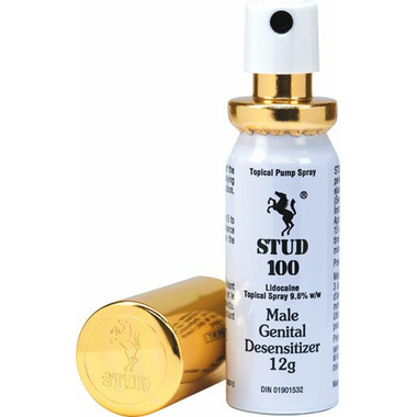 Stud 100 male genital desensitizer spray with easy spray application and couple