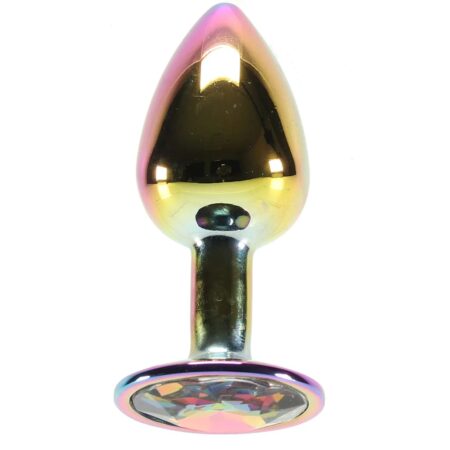Small Aluminum Plug with Rainbow Gem in Multicolor