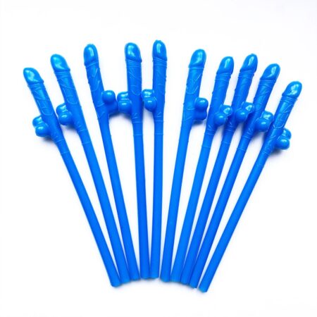 Blue Naked Willy Straws 12pcs