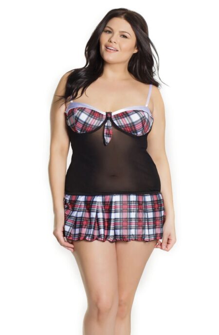 O/S XL Size School Girl Chemise Outfit RED