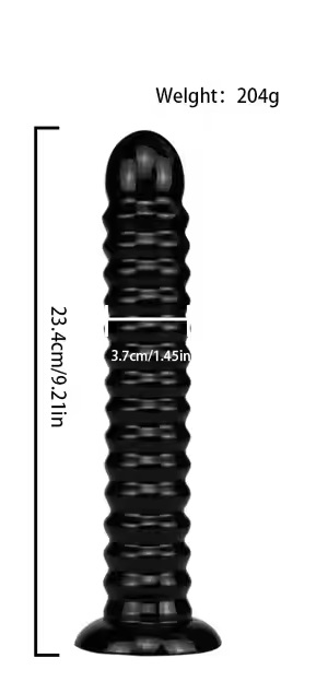9 Inch Ribbed Dildo Black