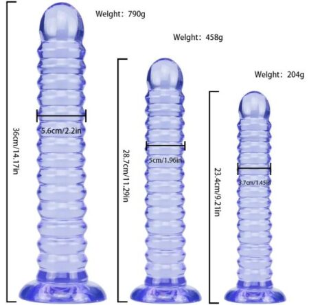 Ribbed Clear Dildo 9, 11, or 14 inch