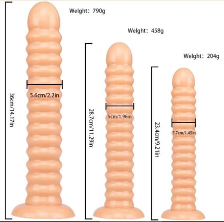 Ribbed skin-tone Dildo 9, 11, or 14 inch