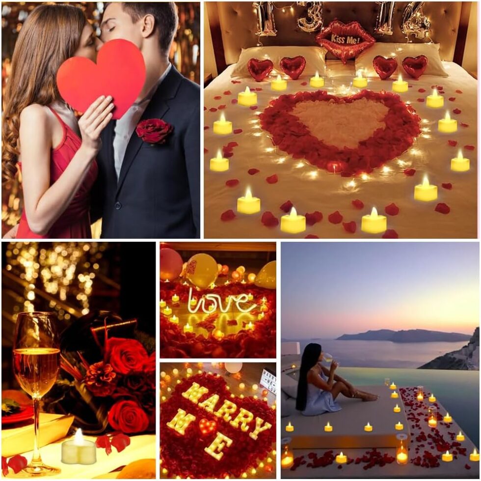 HotMe.ca romantic proposal set with petals and flameless candles