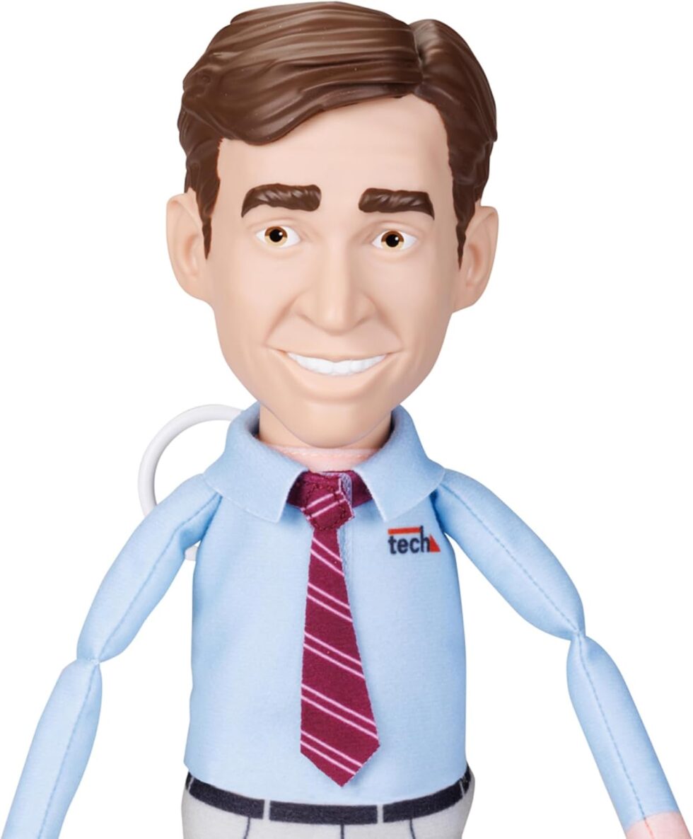 Close-up of Andy-style talking doll face and shirt detail