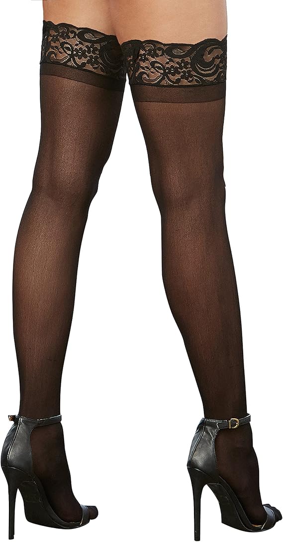 Dreamgirl sheer black thigh high stockings