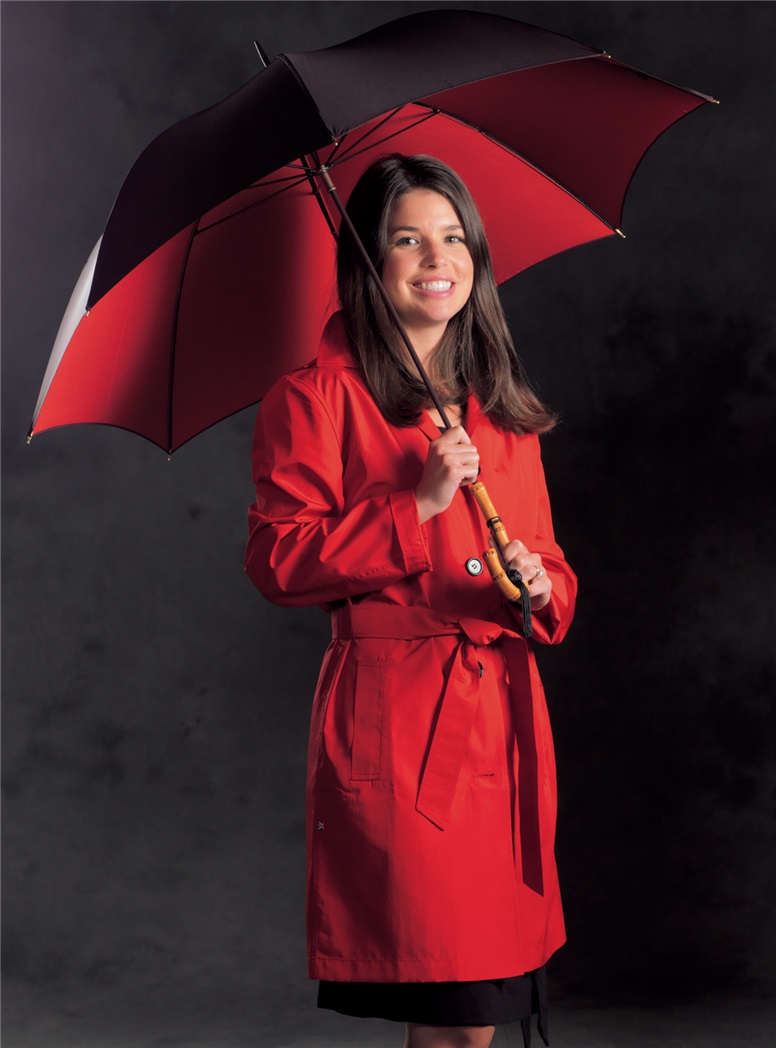red interior umbrella with c-handle