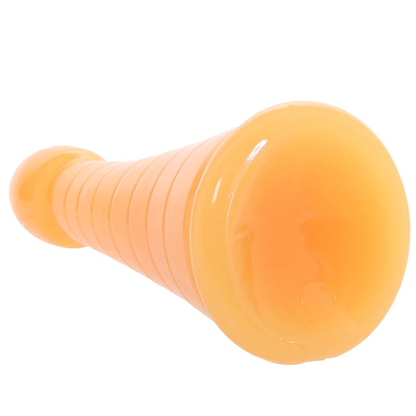 Suction cup dildo for hands-free play on smooth surfaces