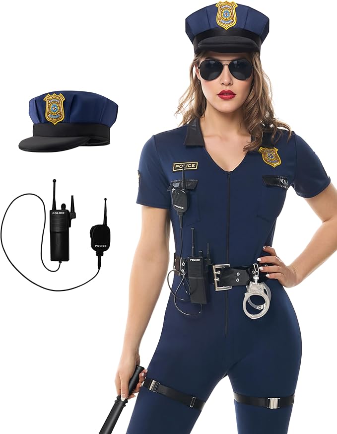 Women’s police roleplay outfit – hat and badge detail