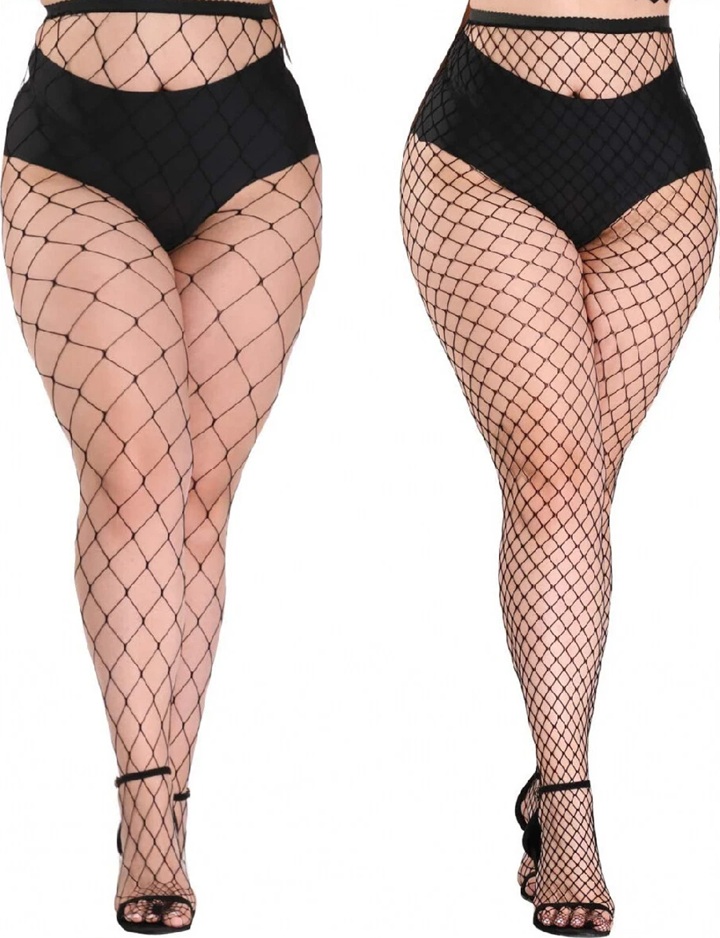 Black fishnet hosiery one size – mid grid style
