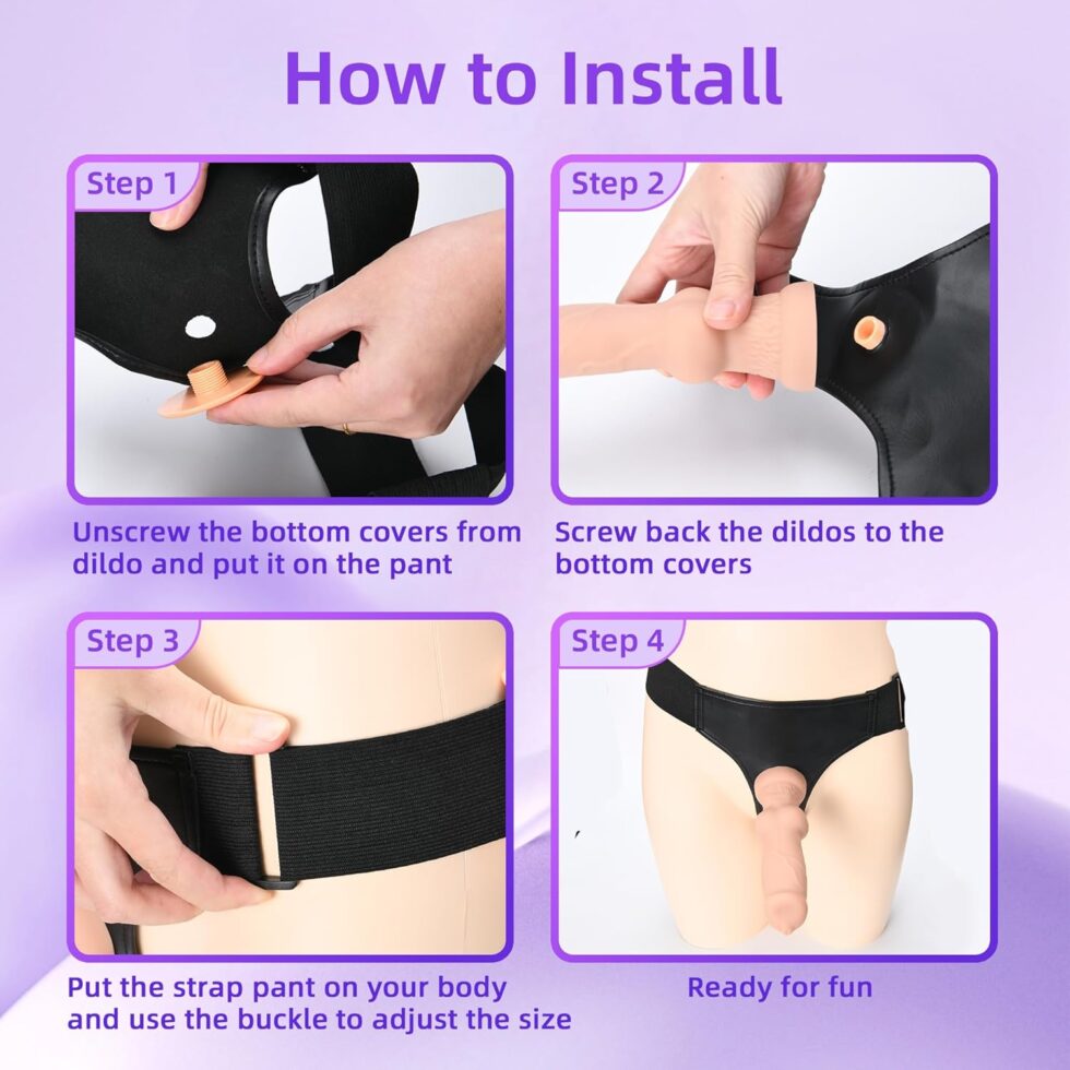 Side view of vibrating strap-on with remote control designed for pegging and role-play