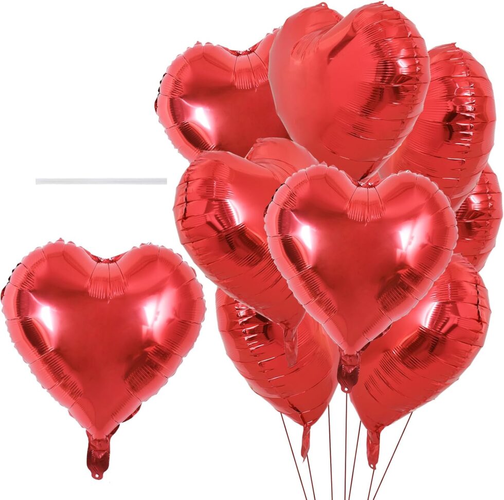 “Romantic room decoration bundle with petals, heart balloons, and LED lights for date night”