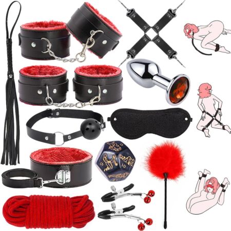 12-Piece Bondage Set. Choose Red Black or Purple