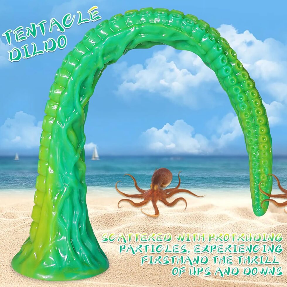“Close-up of tentacle ridges and texture detail on dildo”