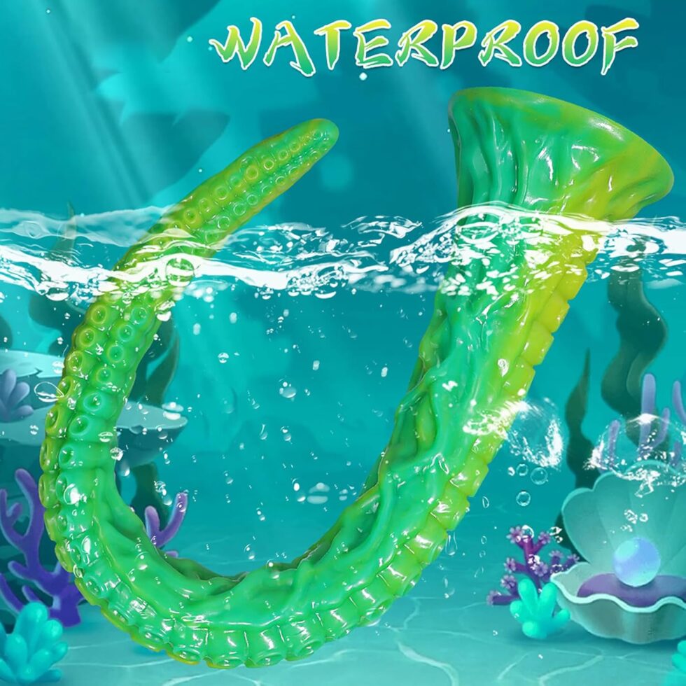 “18.5 inch medium tentacle dildo on clean background”