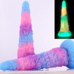 Glow-in-the-dark skull fantasy dildo XXL, full length view