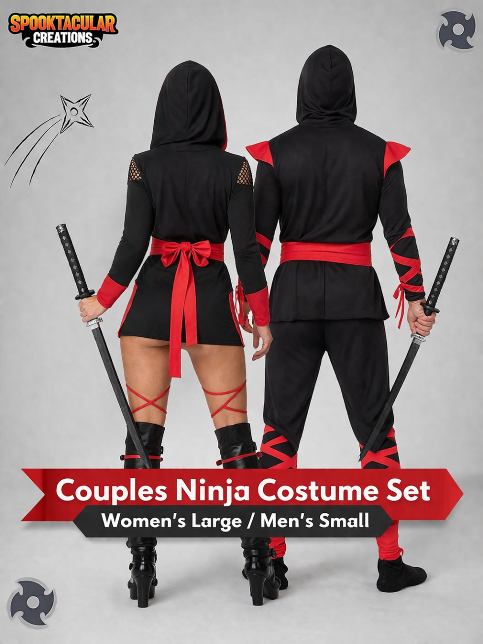 Matching Ninja Costumes Women Large Men Small