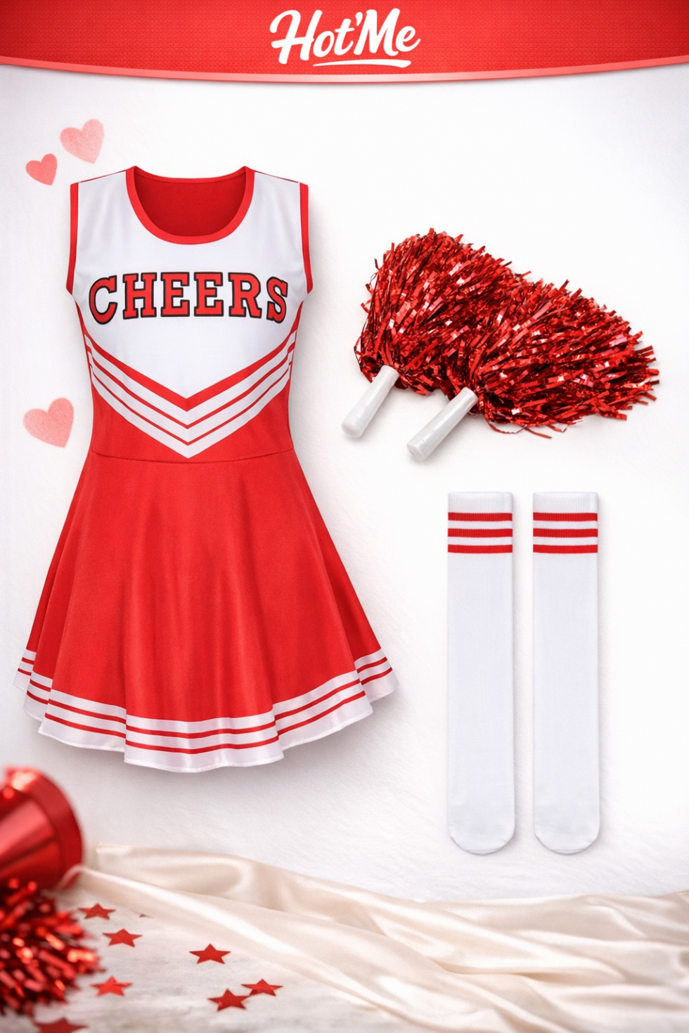 Classic Red Cheer Uniform Costume Set