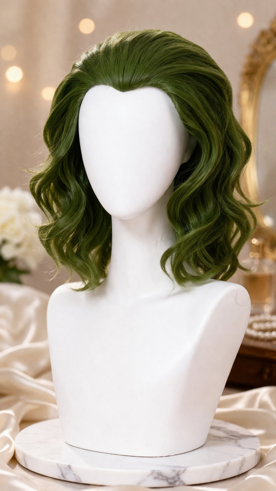 Green Character Wig Wavy Costume Style