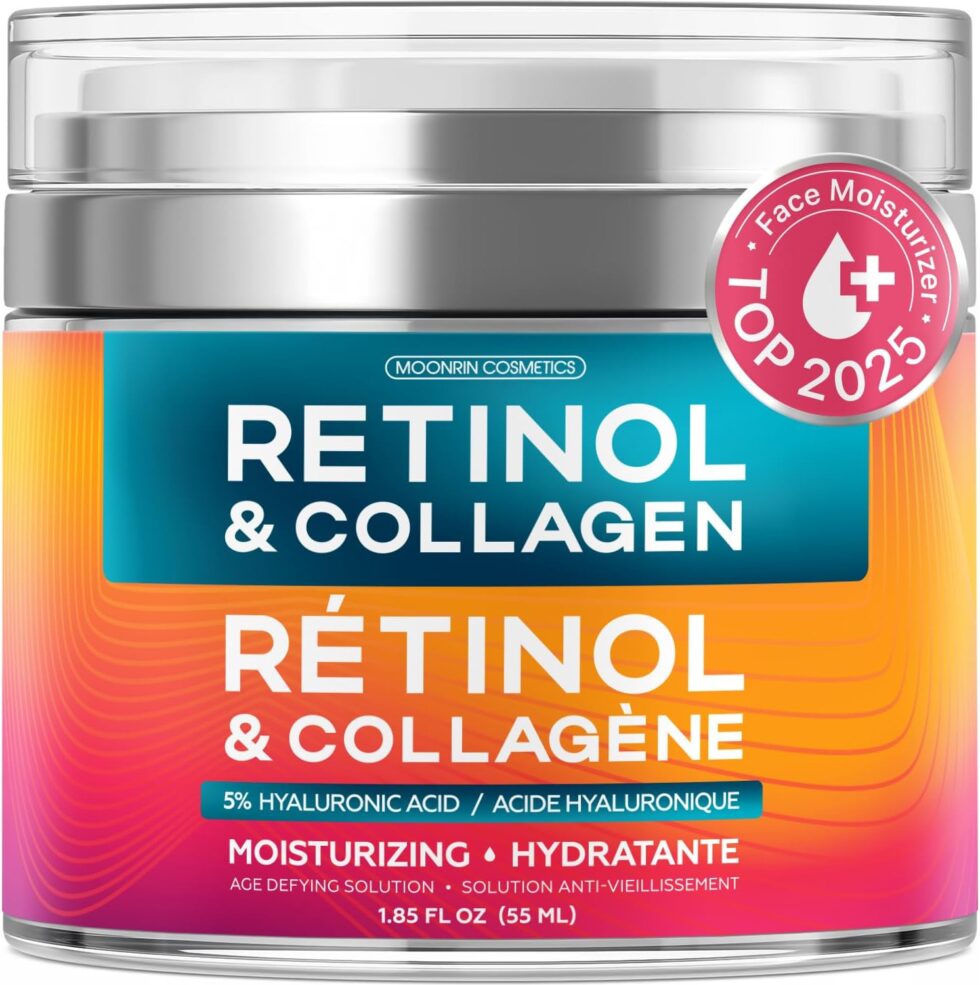 Moonrin retinol and collagen face cream in 55 mL jar