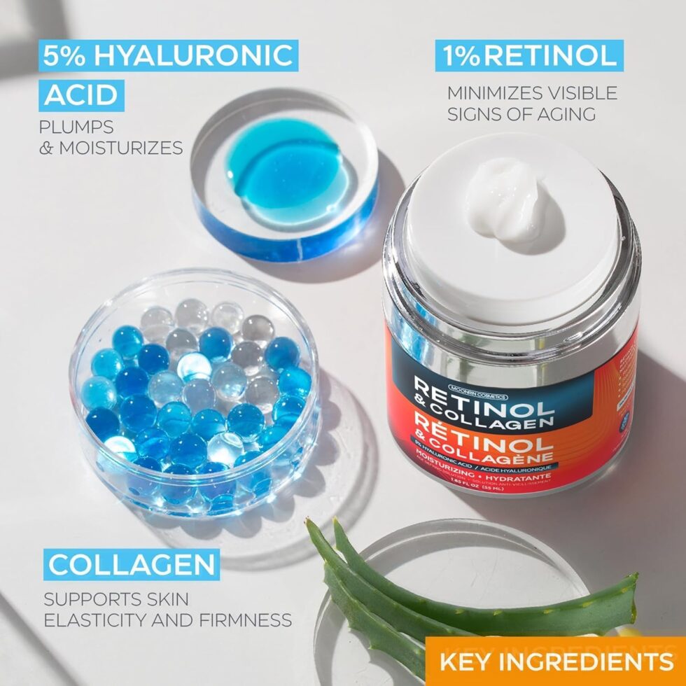 Retinol collagen moisturizer for daily face and neck care