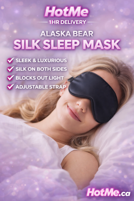 Soft black silk sleep mask with adjustable strap