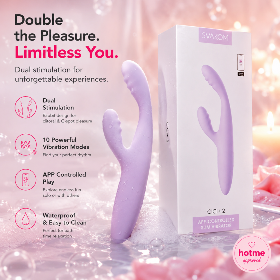 CICI+ 2 App-Controlled Slim Vibe by Svakom in purple with flexible silicone design