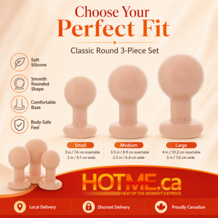 Cream 3-piece butt plug set with small medium and large sizes