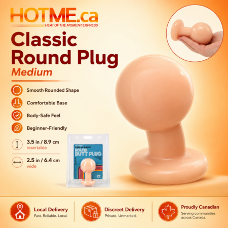 Medium cream round butt plug with smooth ball-style shape