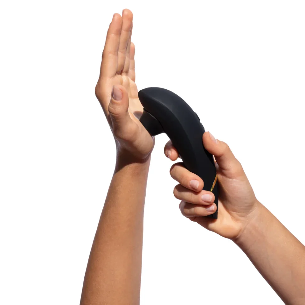 Womanizer Premium 2 waterproof black suction stimulator with luxury silicone touchpoints