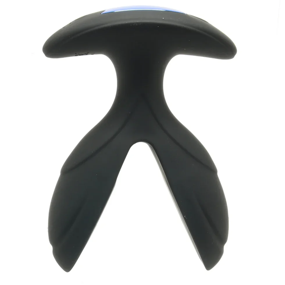 Black Zeus Electro-Spread e-stim butt plug showing flexible spreading silicone petals