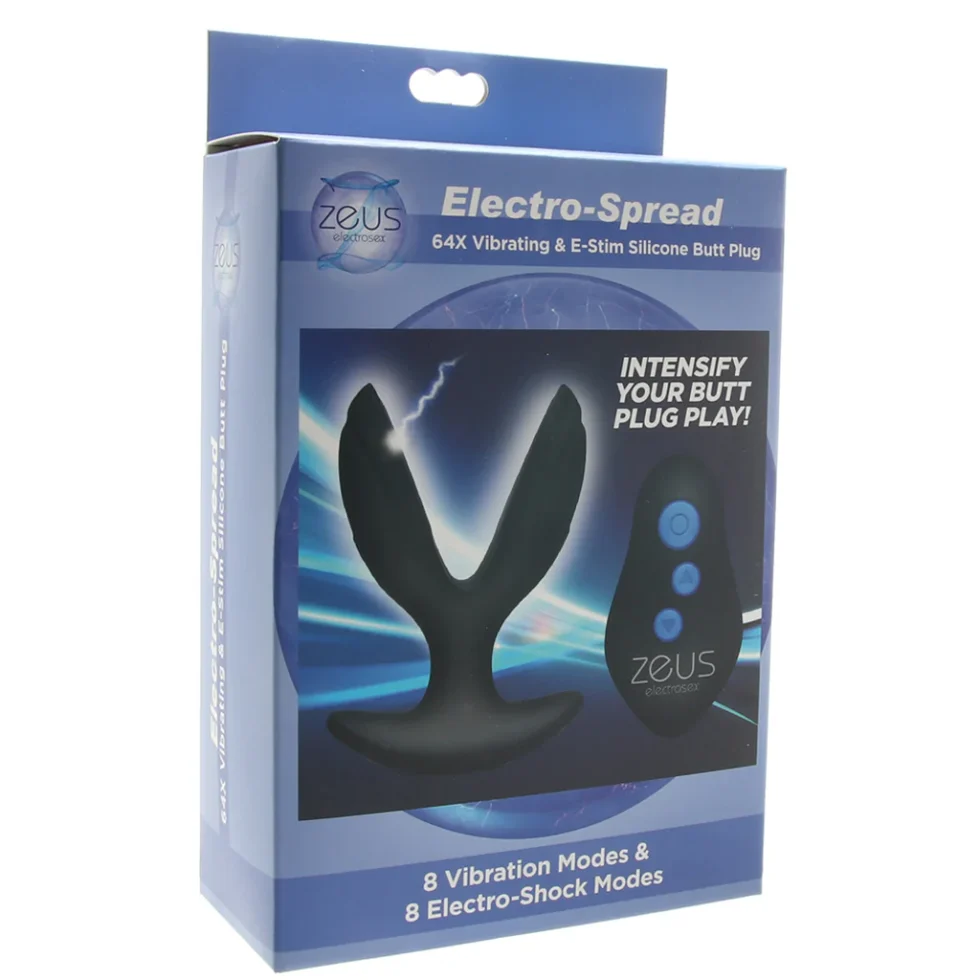 Zeus Electrosex vibrating e-stim butt plug with included remote control for partner play