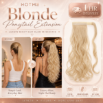 Long blonde synthetic ponytail hairpiece