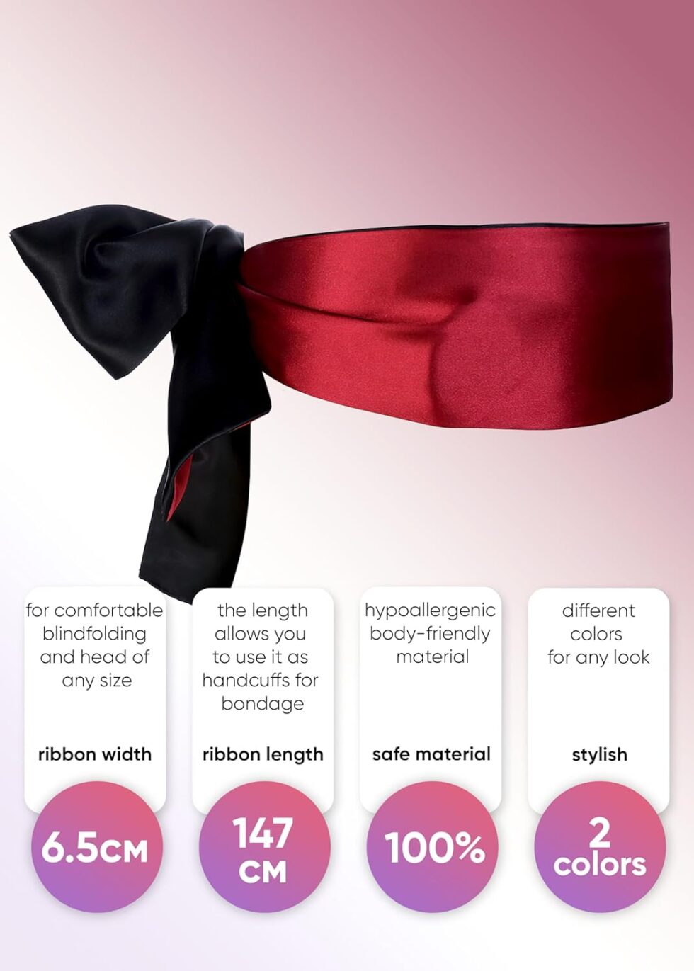 HOTME red satin blindfold and fluffy cuff bundle