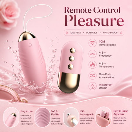 Pink remote control wearable vibrator with 10 meter range