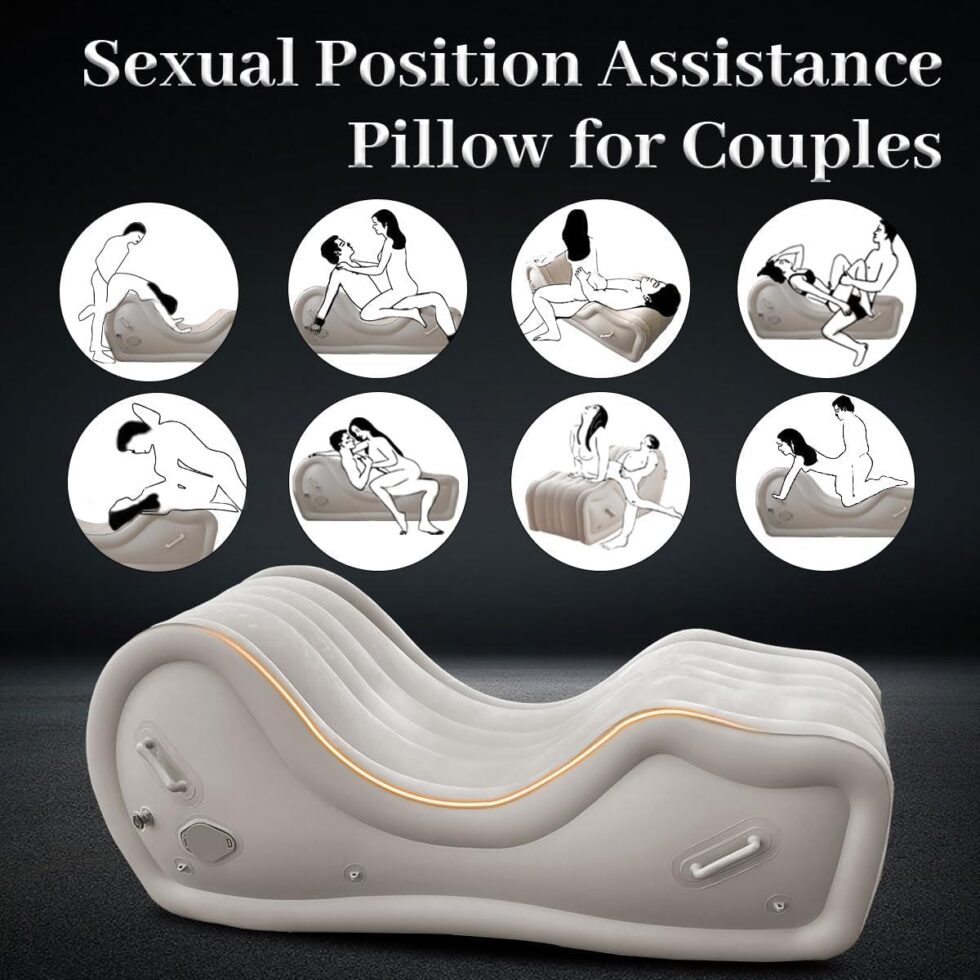 Rechargeable inflatable positioning sofa for couples with discreet