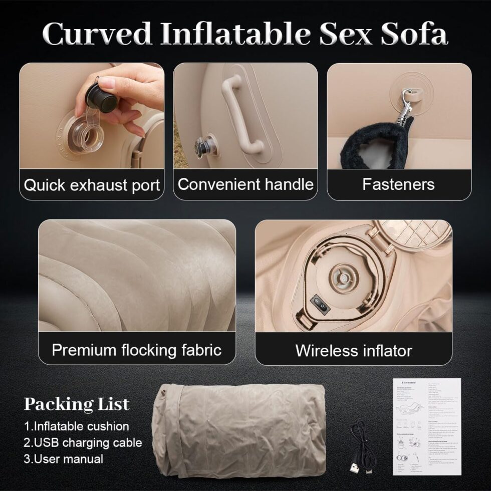 Portable inflatable bondage sofa chair with rechargeable pump for private getaways and easy setup