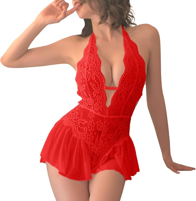 Red lace lingerie set