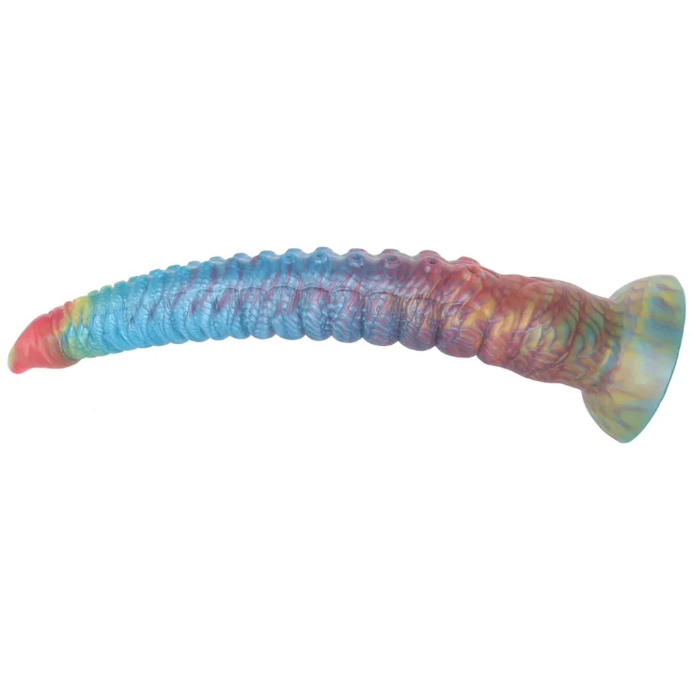 Large textured fantasy dildo with hands-free suction base