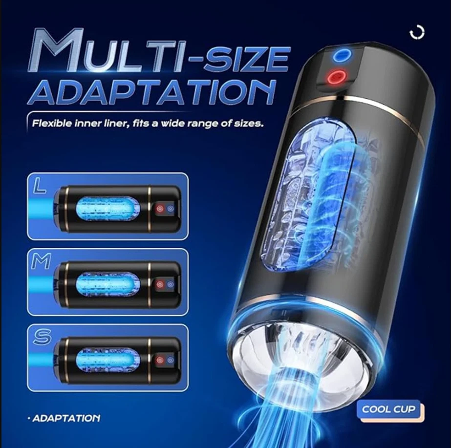 Waterproof automatic male masturbator with illuminated side window