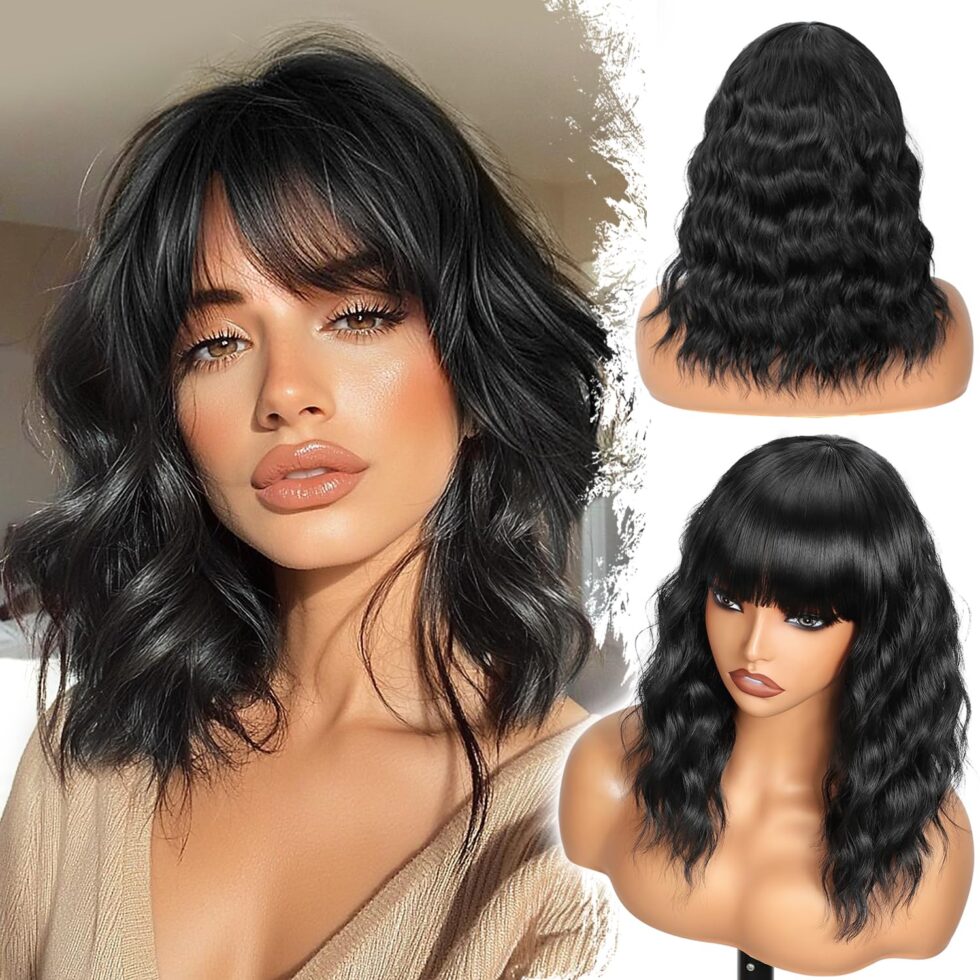 Black bob wig for Halloween and cosplay