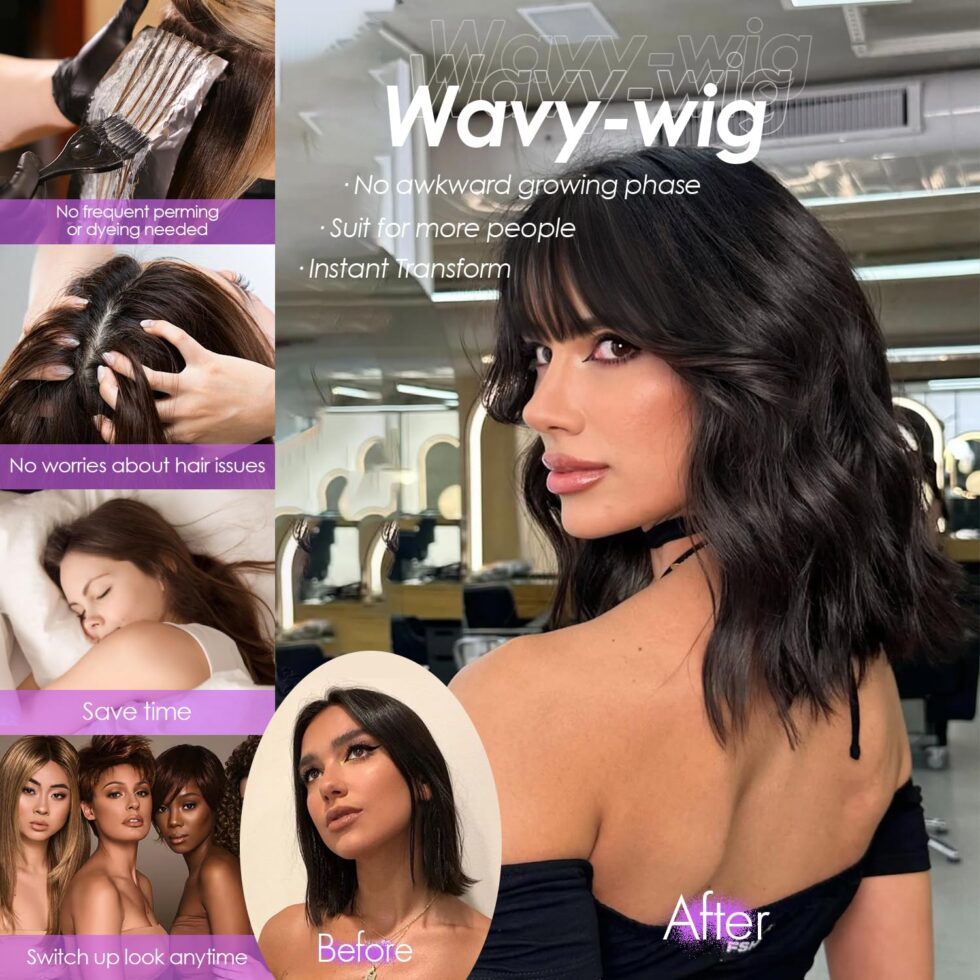 Short black layered bob wig for role play