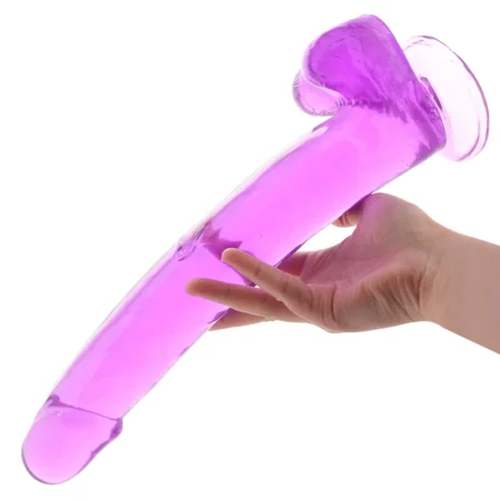 Realistic shaft and smooth tapered tip on the Size Queen purple dildo