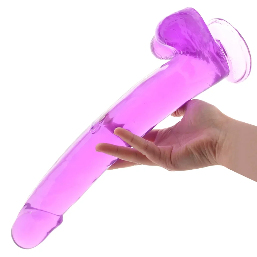 Realistic shaft and smooth tapered tip on the Size Queen purple dildo