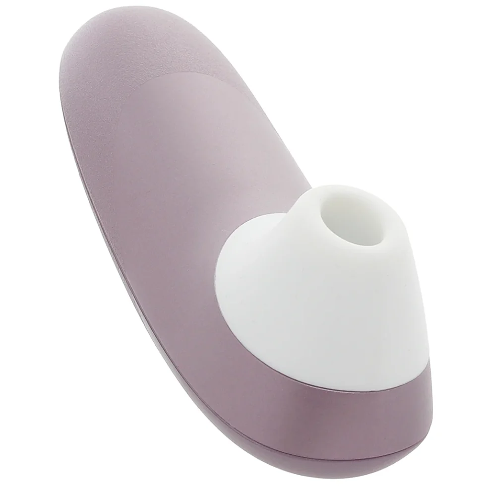 Angled view of the Womanizer Pro lilac clitoral stimulator
