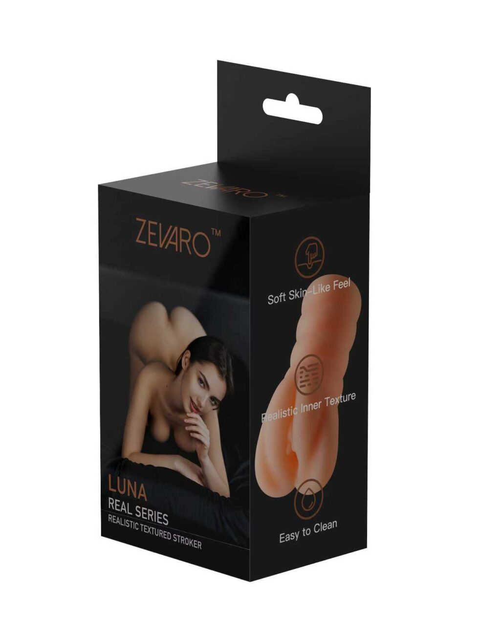 Zevaro Luna realistic textured TPE stroker in retail packaging