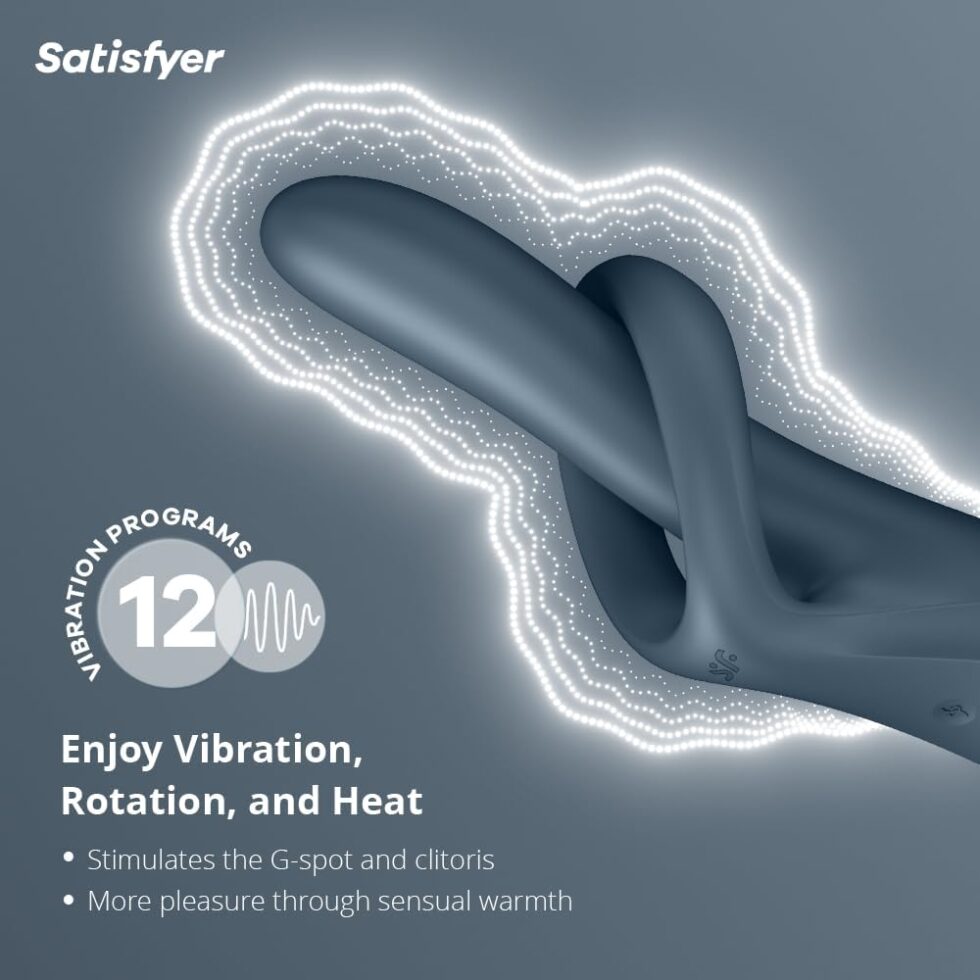 Satisfyer Heat Flex 4 controls showing rotation heat and vibration functions