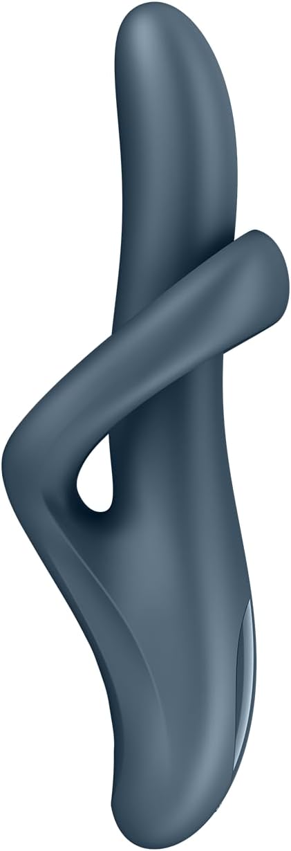Side view of Satisfyer Heat Flex 4 rabbit vibrator with curved rotating head