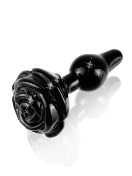 4 Inch Handcrafted Glass Heart Butt Plug Black